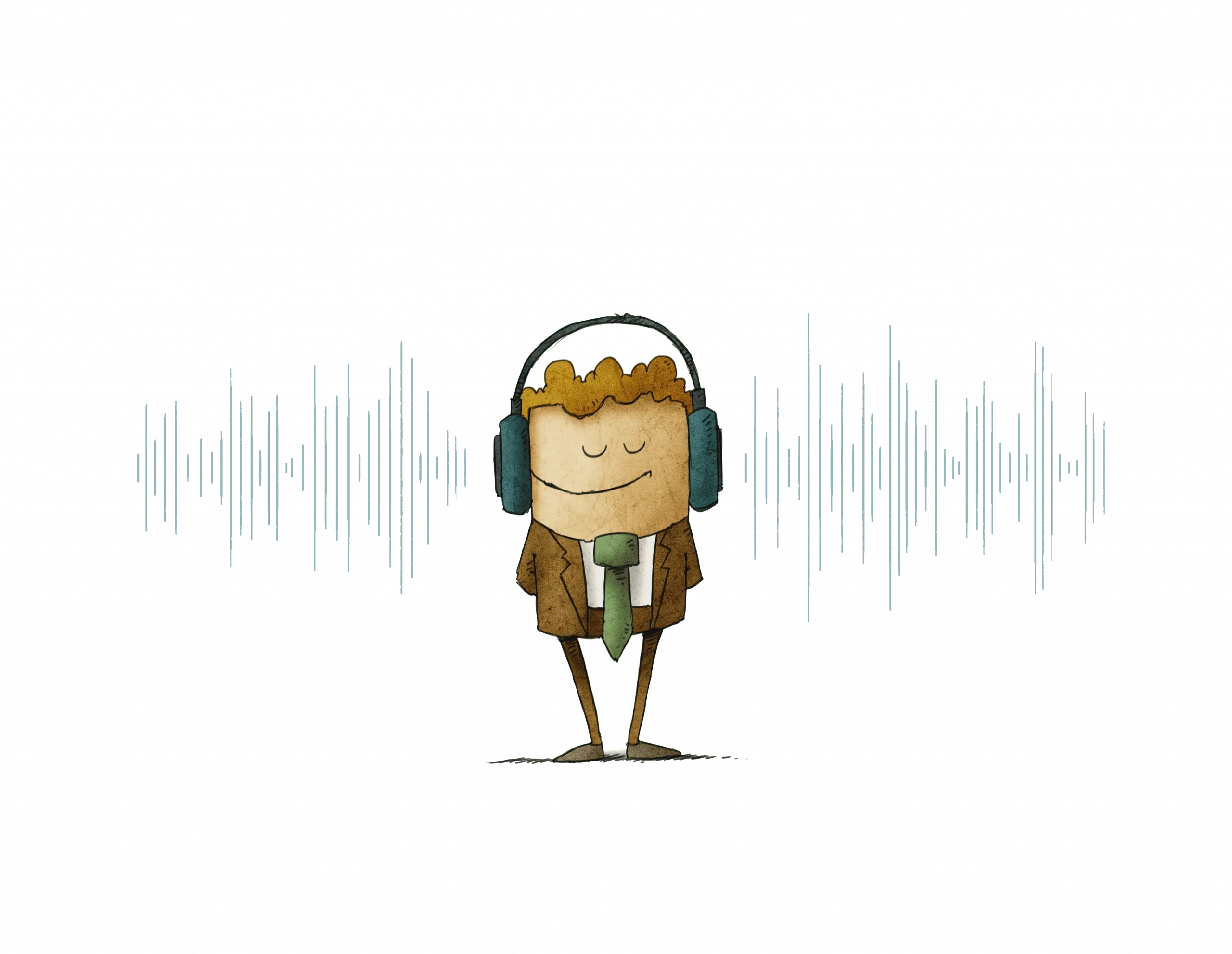cartoon man wearing headphones